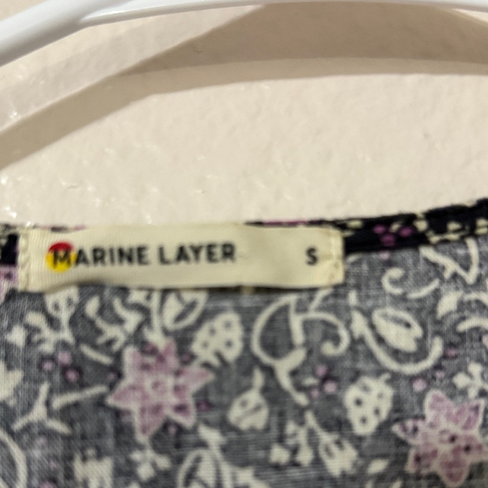 Marine Layer hemp emylyn Black Floral wrap Midi Dress pockets - Picture 5 of 15